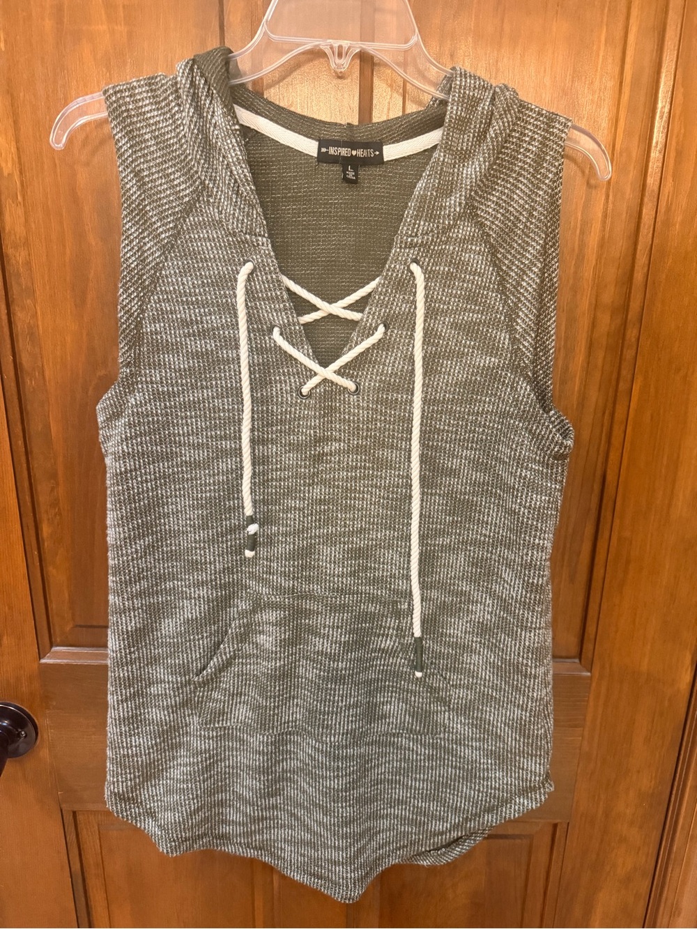 Inspired Hearts Lace-Up Sleeveless Hoodie Tank